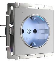 Розетка с заземлением с подсветкой без рамки Werkel 1-м. серебряный глянцевый картинка